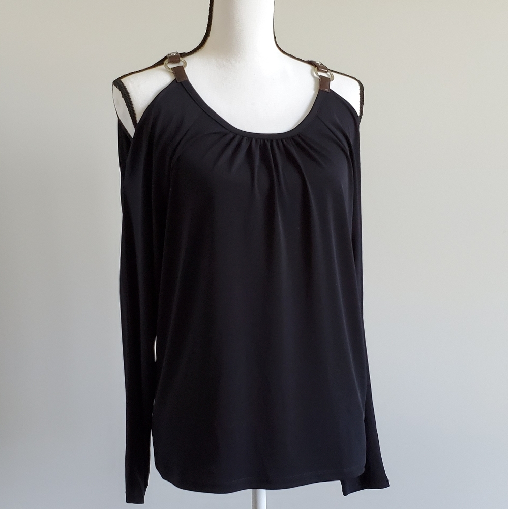 Michael Kors Navy cold shoulder top